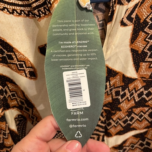 NWT Farm Rio Yawanawa Banana Lenzing Evovero Vanahu blouse - Picture 13 of 15